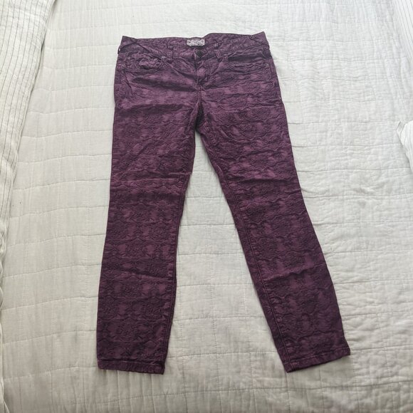 Free People Magenta Purple Textured Skinny Jeans - Picture 1 of 3